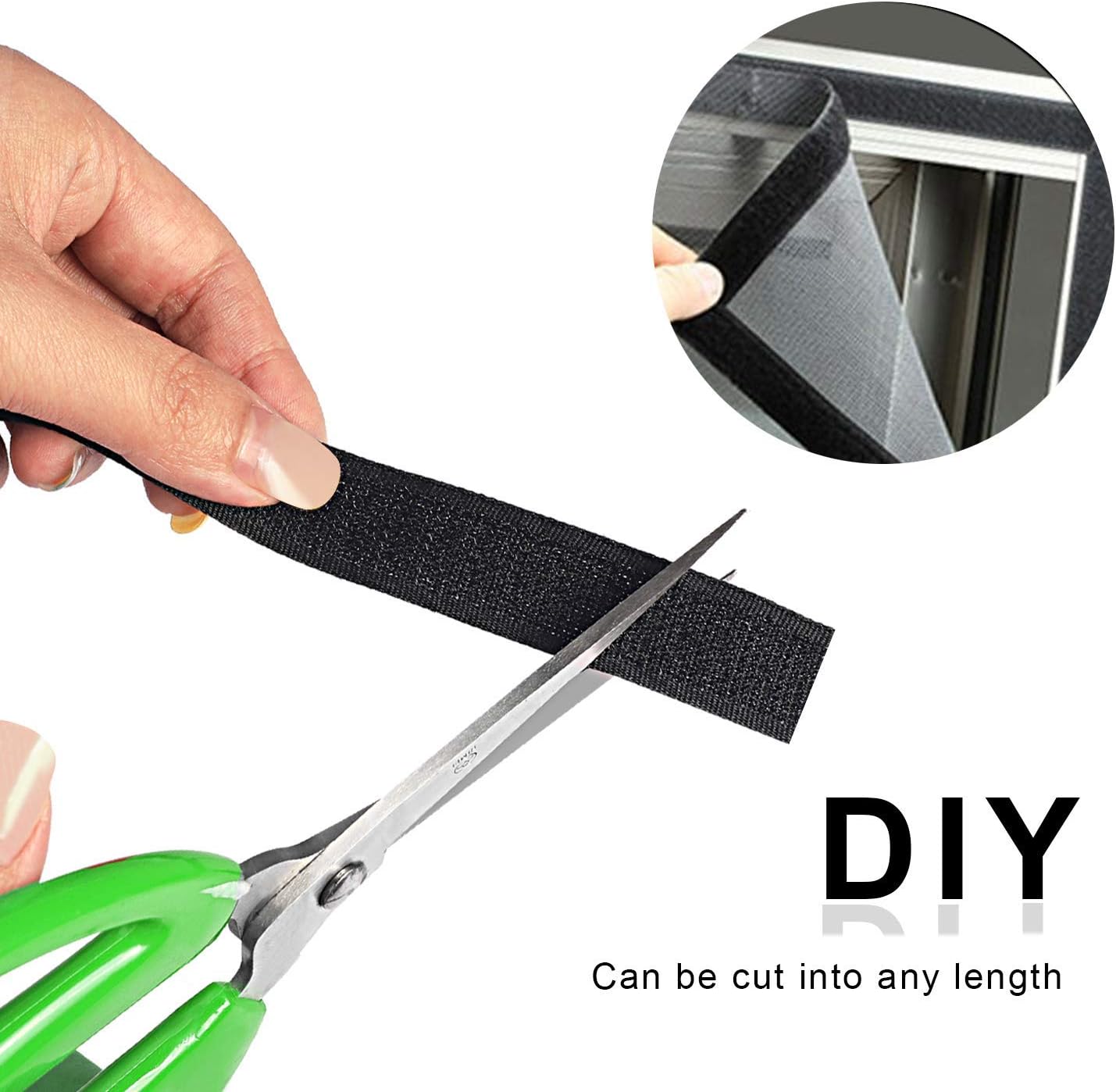 Double-Sided Adhesive, 8M Extra Strong Self-Adhesive Hook and Loop Tape Roll Sticky Back Strip with Strong Adhesive Tape Strip Fastener 8.8 Yards, 20mm Wide Black Used in Sewing, School, Office, Home - Image 3